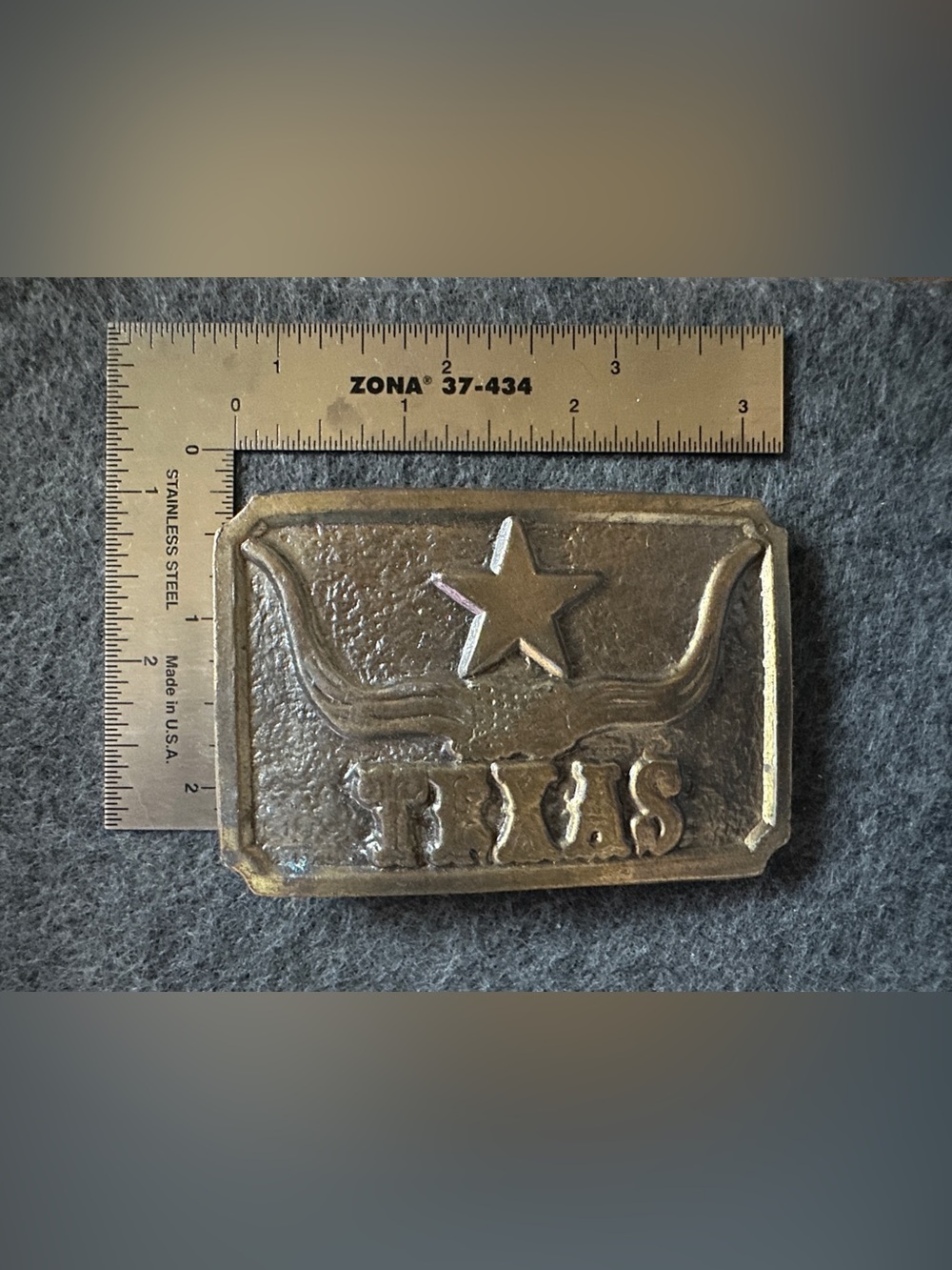 TEXAS Lone Star Longhorn Brass Tone Vintage Belt Buckle